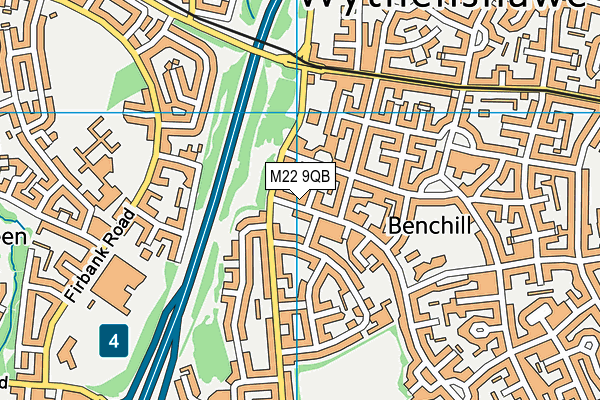 M22 9QB map - OS VectorMap District (Ordnance Survey)