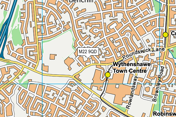 M22 9QD map - OS VectorMap District (Ordnance Survey)