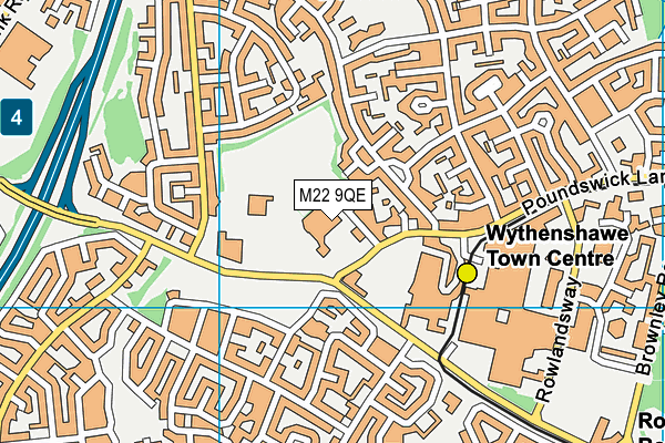 M22 9QE map - OS VectorMap District (Ordnance Survey)