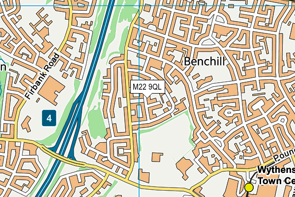 M22 9QL map - OS VectorMap District (Ordnance Survey)