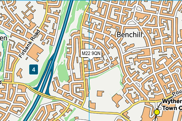 M22 9QN map - OS VectorMap District (Ordnance Survey)