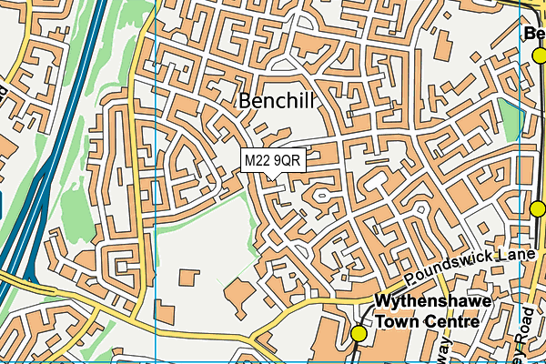 M22 9QR map - OS VectorMap District (Ordnance Survey)