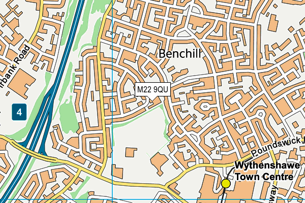 M22 9QU map - OS VectorMap District (Ordnance Survey)