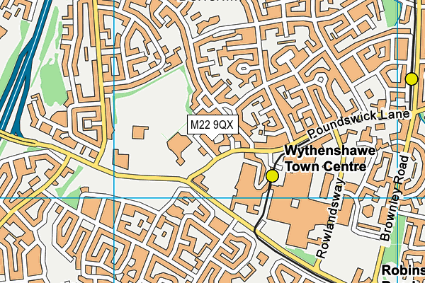 M22 9QX map - OS VectorMap District (Ordnance Survey)