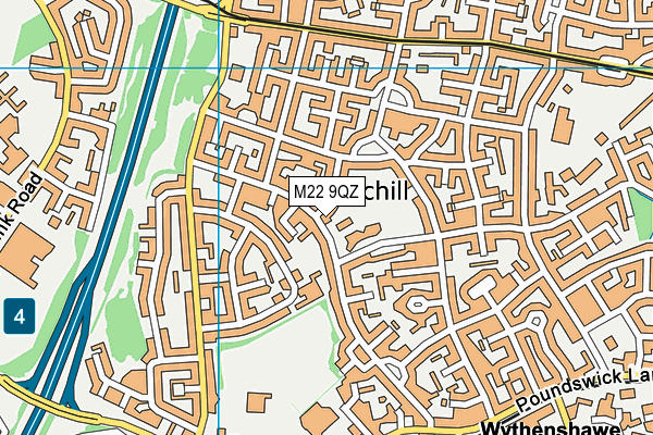 M22 9QZ map - OS VectorMap District (Ordnance Survey)