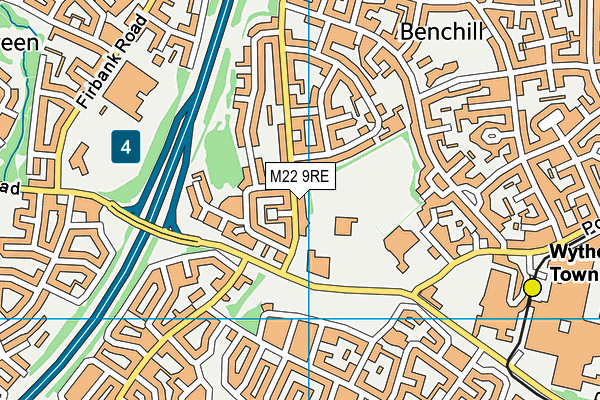 M22 9RE map - OS VectorMap District (Ordnance Survey)