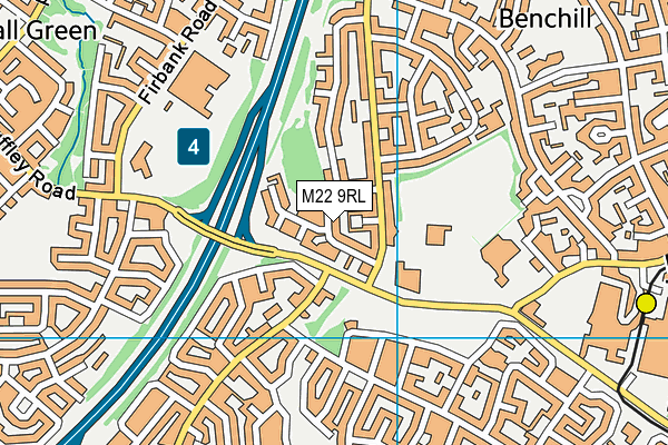 M22 9RL map - OS VectorMap District (Ordnance Survey)