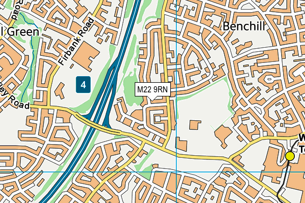 M22 9RN map - OS VectorMap District (Ordnance Survey)