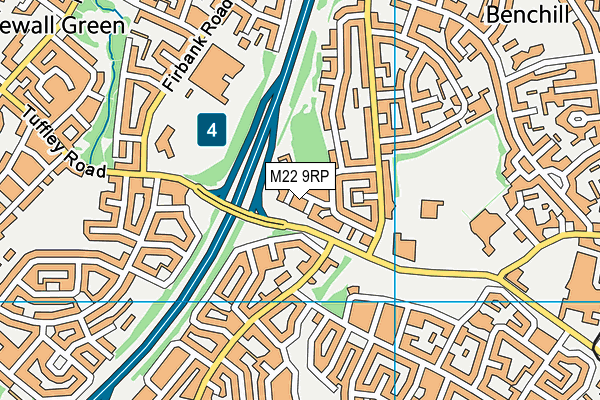 M22 9RP map - OS VectorMap District (Ordnance Survey)