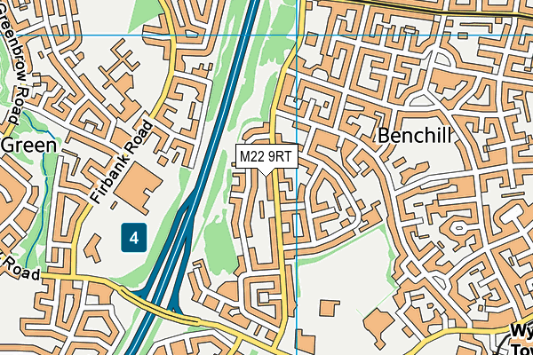 M22 9RT map - OS VectorMap District (Ordnance Survey)