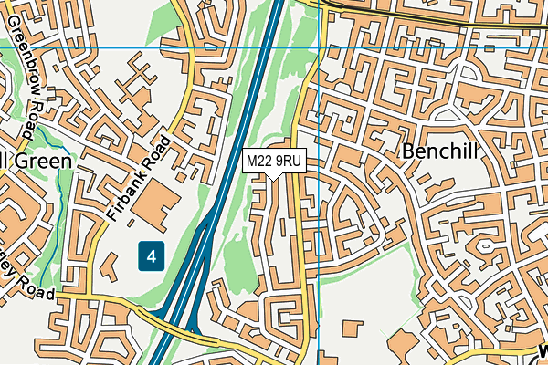 M22 9RU map - OS VectorMap District (Ordnance Survey)