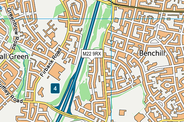 M22 9RX map - OS VectorMap District (Ordnance Survey)