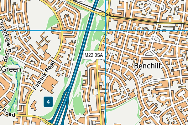 M22 9SA map - OS VectorMap District (Ordnance Survey)