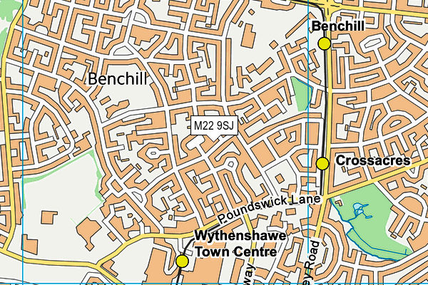 M22 9SJ map - OS VectorMap District (Ordnance Survey)