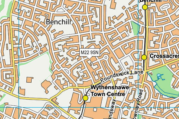 M22 9SN map - OS VectorMap District (Ordnance Survey)