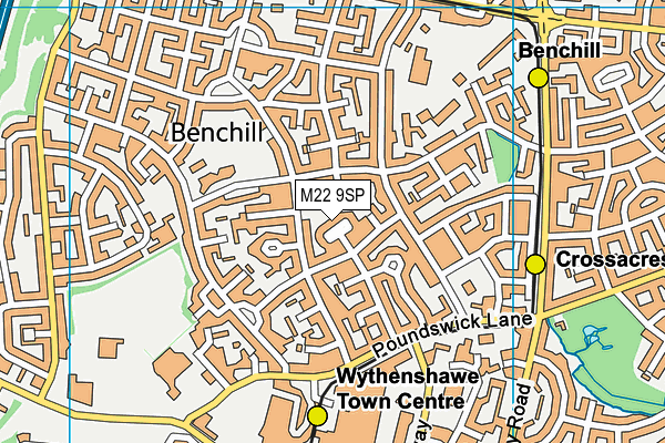 M22 9SP map - OS VectorMap District (Ordnance Survey)