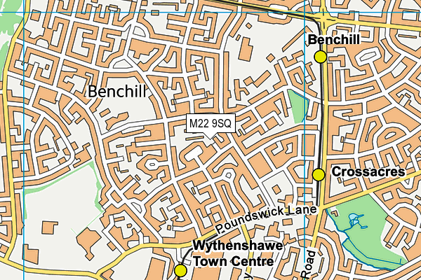 M22 9SQ map - OS VectorMap District (Ordnance Survey)