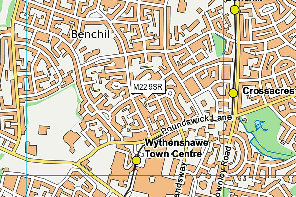 M22 9SR map - OS VectorMap District (Ordnance Survey)