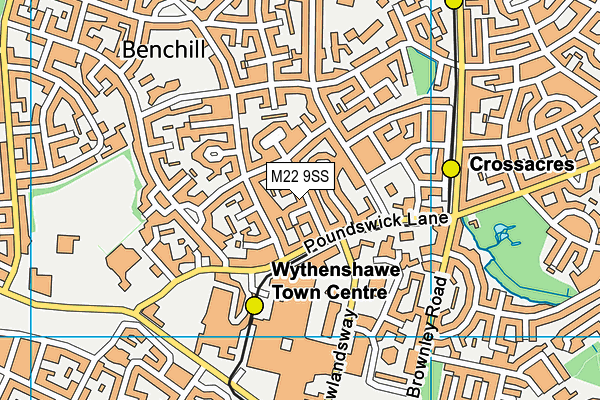 M22 9SS map - OS VectorMap District (Ordnance Survey)