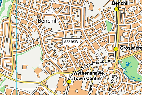 M22 9SW map - OS VectorMap District (Ordnance Survey)