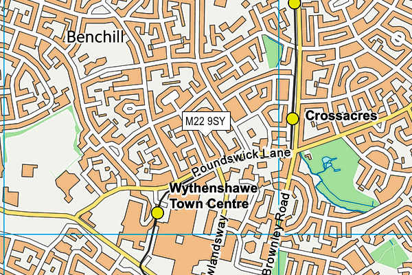 M22 9SY map - OS VectorMap District (Ordnance Survey)