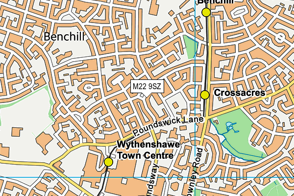 M22 9SZ map - OS VectorMap District (Ordnance Survey)