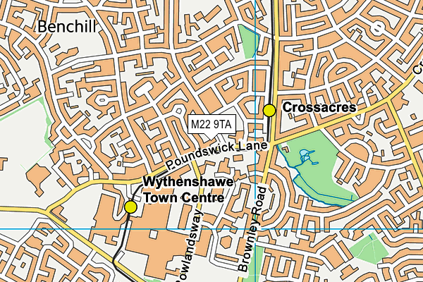 M22 9TA map - OS VectorMap District (Ordnance Survey)