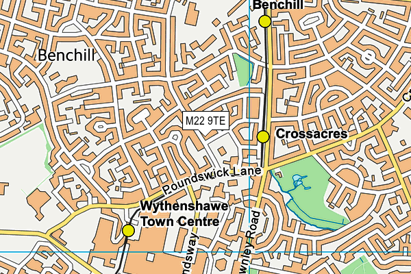 M22 9TE map - OS VectorMap District (Ordnance Survey)