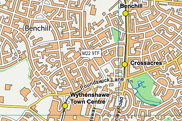 M22 9TF map - OS VectorMap District (Ordnance Survey)