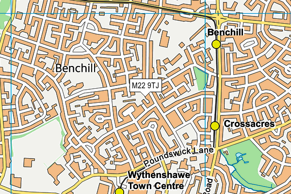 M22 9TJ map - OS VectorMap District (Ordnance Survey)