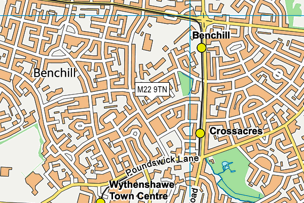 M22 9TN map - OS VectorMap District (Ordnance Survey)