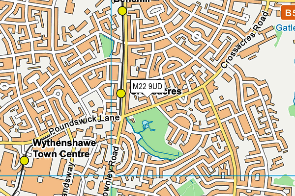 M22 9UD map - OS VectorMap District (Ordnance Survey)