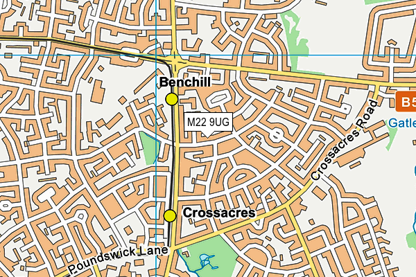M22 9UG map - OS VectorMap District (Ordnance Survey)