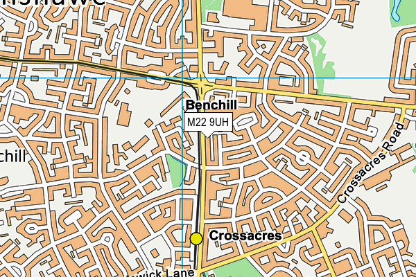 M22 9UH map - OS VectorMap District (Ordnance Survey)