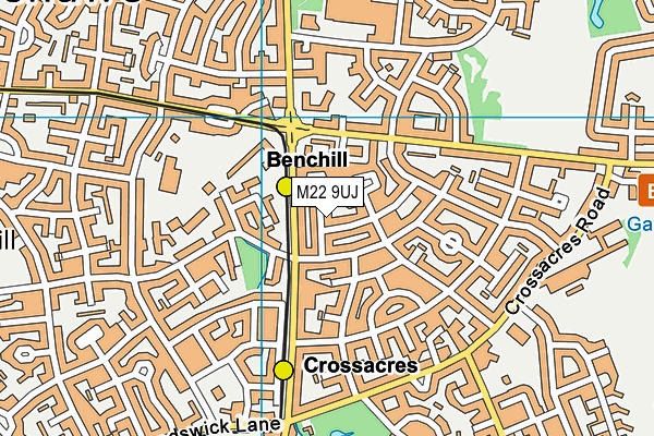 M22 9UJ map - OS VectorMap District (Ordnance Survey)