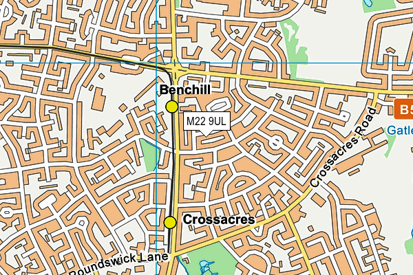 M22 9UL map - OS VectorMap District (Ordnance Survey)