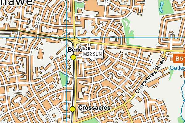 M22 9UN map - OS VectorMap District (Ordnance Survey)