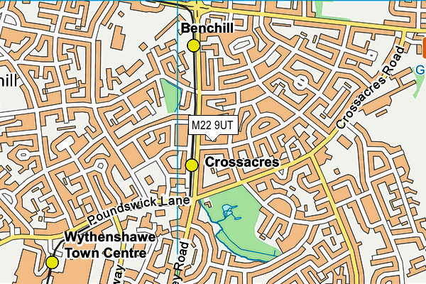 M22 9UT map - OS VectorMap District (Ordnance Survey)