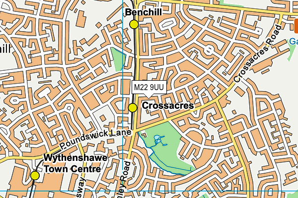 M22 9UU map - OS VectorMap District (Ordnance Survey)