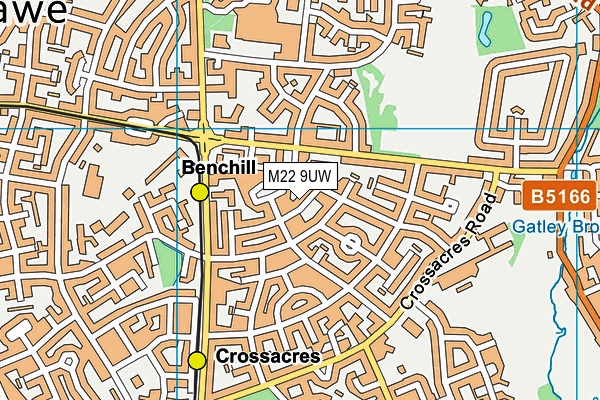 M22 9UW map - OS VectorMap District (Ordnance Survey)