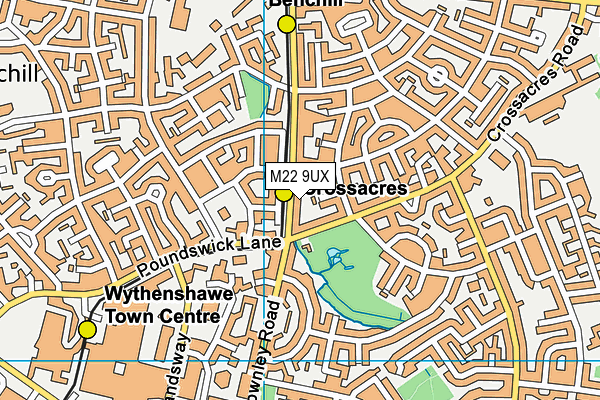 M22 9UX map - OS VectorMap District (Ordnance Survey)