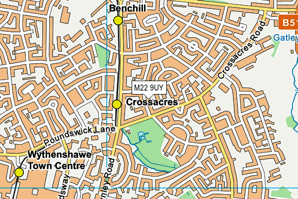 M22 9UY map - OS VectorMap District (Ordnance Survey)