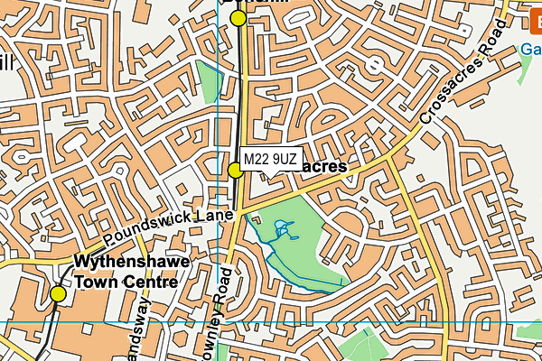 M22 9UZ map - OS VectorMap District (Ordnance Survey)