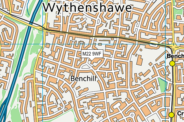 M22 9WF map - OS VectorMap District (Ordnance Survey)