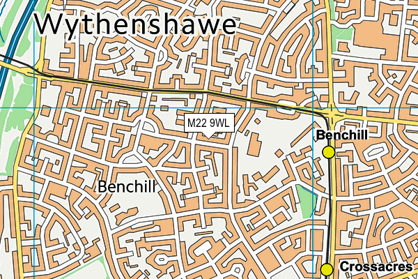 M22 9WL map - OS VectorMap District (Ordnance Survey)