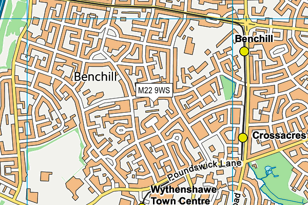 M22 9WS map - OS VectorMap District (Ordnance Survey)