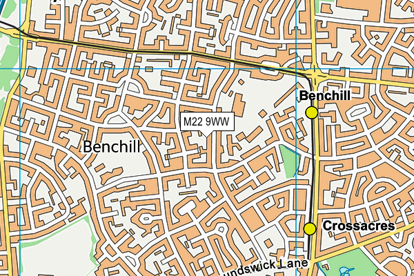 M22 9WW map - OS VectorMap District (Ordnance Survey)