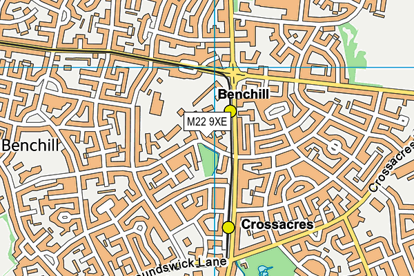 M22 9XE map - OS VectorMap District (Ordnance Survey)