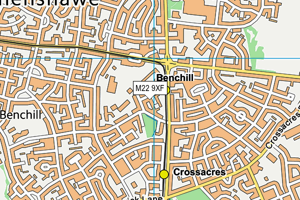 M22 9XF map - OS VectorMap District (Ordnance Survey)