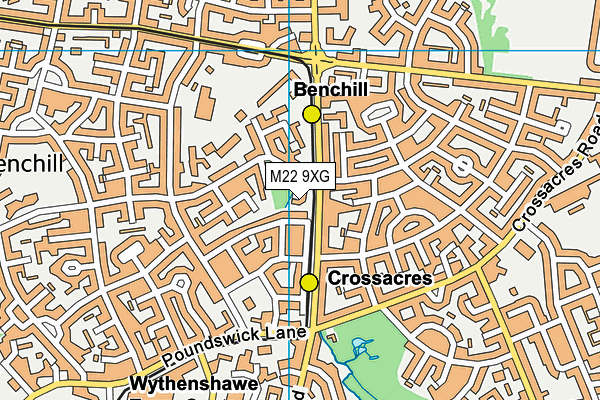 M22 9XG map - OS VectorMap District (Ordnance Survey)